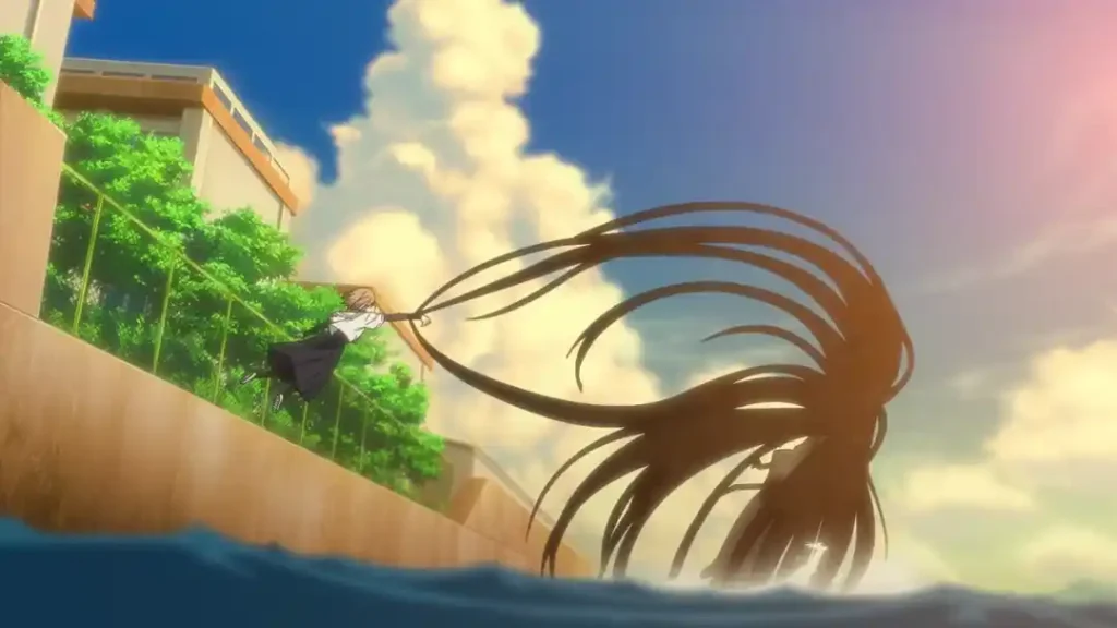 Hinako diserang monster laut